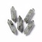 Natural Labradorite Double Terminated Pointed Pendants, with Platinum Tone Brass Findings, Bullet, 39x10x10mm, Hole: 3x6mm