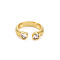 Brass Micro Pave Cubic Zirconia Cuff Rings, Open Rings for Women, Cadmium Free & Nickel Free & Lead Free, Heart, Real 18K Gold Plated, Clear, US Size 8(18.1mm)