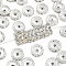 Brass Rhinestone Spacer Beads, Grade A, Straight Flange, Silver Color Plated, Rondelle, Crystal, 12x4mm, Hole: 2.5mm