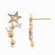 Серьги из латуни с микропейвом и прозрачным фианитом KK-S356-127G-NF-3