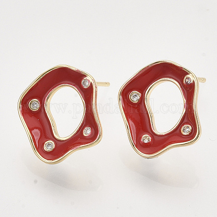 Латунные серьги-гвоздики из циркония KK-T054-35G-02-NF-1
