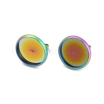 Плоские круглые серьги-гвоздики из нержавеющей стали 304 STAS-I323-14mm-RC-1