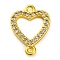 Brass Micro Pave Clear Cubic Zirconia Heart Links Connector Charms, Lead Free & Cadmium Free, Golden, 16x12x2mm, Hole: 1.2mm