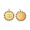Ion Plating(IP) 304 Stainless Steel Pendant Rhinestone Settings, Flower with Evil Eye, Real 18K Gold Plated, 21.5x19x1.5mm, Hole: 1.8mm, Fit For 0.8mm Rhinestone
