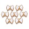 Rack Plating Alloy Enamel Connector Charms, Cadmium Free & Nickel Free & Lead Free, Light Gold, Bowknot, Creamy White, 11.5x15.5x2.5mm, Hole: 1.4mm