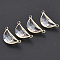 Glass Links Connectors, with Light Gold Plated Brass, Faceted, Cadmium Free & Nickel Free & Lead Free, Moon, Clear, 29x13~14x7mm, Hole: 2mm
