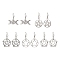 Antique Silver Alloy Dangle Earrings, Hollow Pentagon Star, Mixed Shapes, 32~46x23.5~30mm
