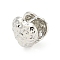 Brass Hoop Earrings, Platinum, Heart, 16x15.5x14.5mm