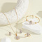 Bohemian Style Alloy & Crystal Rhinestone & Plastic Pearl Pendant Necklace & Stud Earring & Cuff Bangle & Ring Sets, Oval, Golden, 400mm