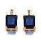 Brass Micro Pave Cubic Zirconia Charms, Real 18K Gold Plated, Flower, Cadmium Free & Nickel Free & Lead Free, Rectangle, Dark Blue, 12.5x7x5mm, Hole: 1.2mm