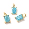 Real 18K Gold Plated Brass Micro Pave Cubic Zirconia Pendants, Cadmium Free & Nickel Free & Lead Free, with Jump Rings, Rectangle, Sky Blue, 10x6x4mm, Hole: 3mm