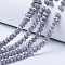 Electroplate Glass Beads Strands, Opaque Solid Color, AB Color Plated, Faceted, Rondelle, Dark Gray, 10x8mm, Hole: 1mm, about 60~61pcs/strand, 46~48cm