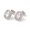 Cubic Zirconia & Rhinestone Rectangle Stud Earrings, Stainless Steel Color Plated 304 Stainless Steel Jewelry for Women, Crystal, 10.5x8.5mm, Pin: 0.6mm