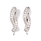 Rack Plating Brass Cubic Zirconia Hoop Earring Findings, Cadmium Free & Lead Free, Long-Lasting Plated, Platinum, 15x5mm, Hole: 1.5mm, Pin: 9x1mm