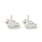 Rack Plated Mouse Brass Cubic Zirconia Studs Earrings for Women, Lead Free & Cadmium Free, Long-Lasting Plated, Matte Silver Color, 5x10mm