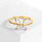 Butterfly Brass Micro Pave Cubic Zirconia Cuff Rings, Golden, Clear, 11mm, Inner Diameter: 17~19mm