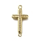 Brass Clear Cubic Zirconia Cross Connector Charms, Long-Lasting Plated, Rack Plating, Lead Free & Cadmium Free, Real 18K Gold Plated, 25x13x2.8mm, Hole: 1.6mm