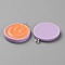 Opaque Resin Enamel Pendants, Smiling Face Print Flat Round Charms with Platinum Plated Iron Loops, Light Salmon, 27~28x23x3.5~4.5mm, Hole: 2mm