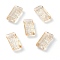 Embossed Glass Rhinestone Pendants, Rectangle, Faceted, Golden Shadow, 14x7x4.2mm, Hole: 1.5mm