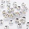 Brass Grade A Rhinestone Spacer Beads, Rondelle, Silver, Crystal AB, 6x3mm