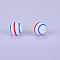 Printed Round with Stripe Pattern Silicone Focal Beads, White, 15x15mm, Hole: 2mm