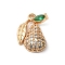 Brass Micro Pave Clear Cubic Zirconia Pendants, Nickel Free, with Glass, Pear, Golden, Green, 13x11x4mm, Hole: 1.4mm