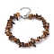 Natural Tiger Eye Chips Beaded Bracelet, with 304 Stainless Steel Clasps, 7-1/8 inch(18cm)