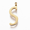 304 Stainless Steel Pendants, Initial Letter, Letter.S, Golden, 18x6.5x2mm, Hole: 2mm