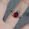 Zinc Alloy with Rhinestone Cuff Rings, Platinum, Spider, Inner Diameter: Adjustable