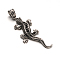 Gecko 304 Stainless Steel Rhinestone Big Pendants, Antique Silver, 55x21x5mm, Hole: 8.5x5mm