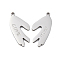 304 Stainless Steel Split Pendants, Left and Right, Couples Charms, Palm with Word Love You Charm, Stainless Steel Color, 24x11x2mm, Hole: 1.6mm, 2pcs/set