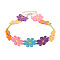 Polyester Flower Lace Choker Necklaces with Alloy Clasps, Platinum, Colorful, 14.17 inch(36cm)