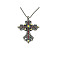 Cross Rhinestone Pendant Necklaces, with Antique Silver Alloy Ball Chains, Light Siam, 27.56 inch(70cm)