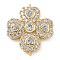 Rack Plating Brass Clear Cubic Zirconia Clover Connector Charms, Long-Lasting Plated, Lead Free & Cadmium Free, Real 18K Gold Plated, 20.5x18x4.5mm, Hole: 0.8mm