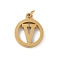 304 Stainless Steel Charms
with Jump Ring, Golden, Ring with Letter Charm, Letter V, 14.5x12x1.5mm, Hole: 3mm