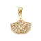 Brass Micro Pave Cubic Zirconia Pendants, Ginkgo Leaf, Rack Plating, Long-Lasting Plated, Lead Free & Cadmium Free, Real 18K Gold Plated, 20x18.5x2.5mm, Hole: 5x3.5mm