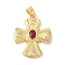 Brass Micro Pave Cubic Zirconia Pendants, Lead Free & Cadmium Free, Cross, Real 18K Gold Plated, 36x28x4mm, Hole: 6X3mm