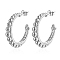 Non-Tarnish 304 Stainless Steel Stud Earrings, Half Hoop Earrings for Women, Stainless Steel Color, 28x5mm