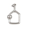 Brass Micro Pave Cubic Zirconia Pendants, with Jump Ring, Pickleball, Rack Plating, Long-Lasting Plated, Lead Free & Cadmium Free, Platinum, 22x13.5x3.5mm, Hole: 3mm