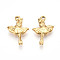 304 Stainless Steel Pendants, Ion Plating(IP), Dancer Charms, Real 18K Gold Plated, 19x13x3mm, Hole: 1.4mm