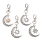4Pcs Moon & Sun Alloy Pendant Decorations, Cat Eye and Alloy Swivel Lobster Claw Clasps Charm, Antique Silver & Platinum, Mixed Color, 73mm