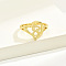 Brass Alphabet Adjustable Rings for Women, Cadmium Free & Nickel Free & Lead Free, with Heart, Letter S, 17mm, US Size 6 1/4(16.7mm)