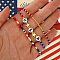 3Pcs 3 Styles Independence Day Glass Seed & Resin Beaded Braided Bead Bracelet Set for Women, with Brass Beads, Mixed Color, Inner Diameter: 11 inch(28cm)