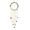 Heart Glass Pendant Decoration, Hanging Suncatchers, with Ring 304 Stainless Steel Finding, Brass Finding & Chakra Gemstone Chip Beads, Golden, 320mm