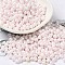 6/0 Glass Seed Beads, Opaque Colours Luster, Teardrop, Misty Rose, 4.5~5x4x3~3.5mm, Hole: 0.9mm, about 125pcs/10g