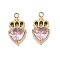 304 Stainless Steel Micro Pave Cubic Zirconia Pendants, Ion Plating(IP), Heart Charms, Real 18K Gold Plated, 11.5x6.5x2.5mm, Hole: 1.2mm