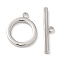 Brass Toggle Clasps, Cadmium Free & Nickel Free & Lead Free, Ring, Real Platinum Plated, Ring: 16x13x2mm, Hole: 1.6mm, Inner Diameter: 9mm, Bar: 20.5x4.5x2mm, hole: 1.6mm