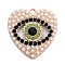 Alloy Pendants, With Plastic pearl, Heart, Eye, Charms, Heart, 30.5x29.5x6.5mm, Hole: 2.5mm