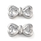 Brass with Clear Cubic Zirconia Beads, Cadmium Free & Nickel Free & Lead Free, Bowknot Charms, Platinum, 6.8x13.8x5mm, Hole: 2x1mm