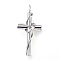Tarnish Resistant 304 Stainless Steel Pendants, Cross, Stainless Steel Color, 47x22x11mm, Hole: 5x3mm